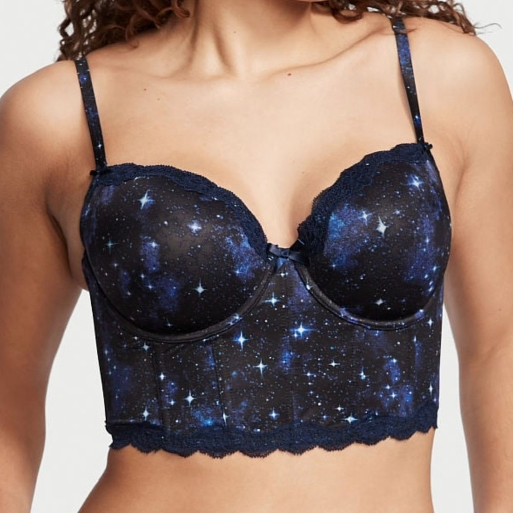 Victoria’s Secret Galaxy Print Longline Celestial Bra Top // 32C